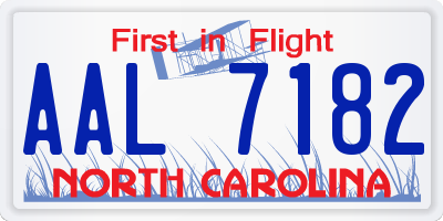 NC license plate AAL7182