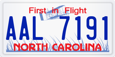 NC license plate AAL7191