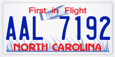 NC license plate AAL7192