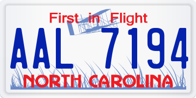 NC license plate AAL7194