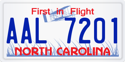 NC license plate AAL7201