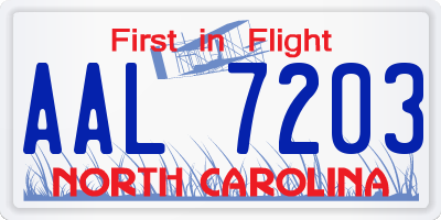 NC license plate AAL7203