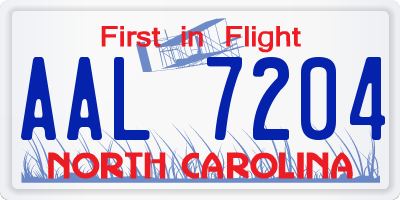 NC license plate AAL7204