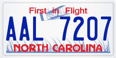 NC license plate AAL7207