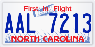 NC license plate AAL7213