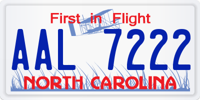 NC license plate AAL7222