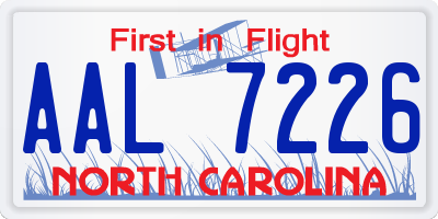 NC license plate AAL7226
