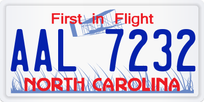 NC license plate AAL7232
