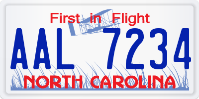 NC license plate AAL7234