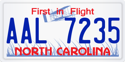 NC license plate AAL7235
