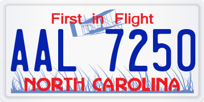 NC license plate AAL7250