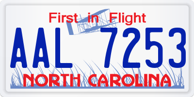 NC license plate AAL7253