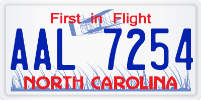 NC license plate AAL7254