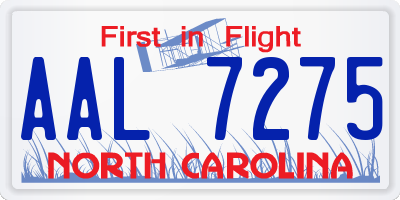 NC license plate AAL7275
