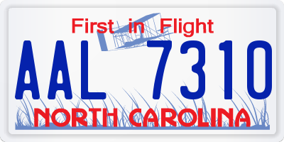 NC license plate AAL7310