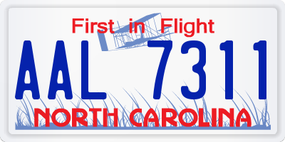 NC license plate AAL7311