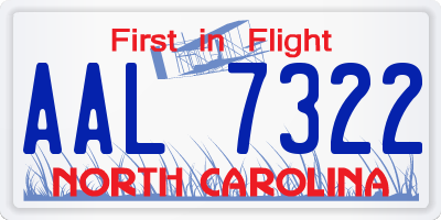 NC license plate AAL7322