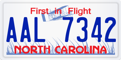 NC license plate AAL7342