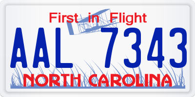 NC license plate AAL7343