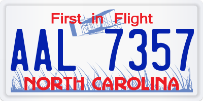 NC license plate AAL7357