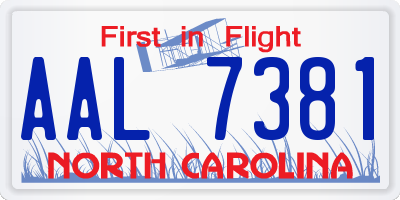 NC license plate AAL7381