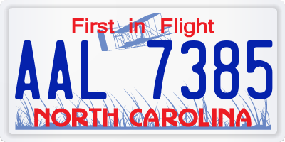 NC license plate AAL7385