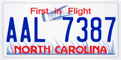 NC license plate AAL7387