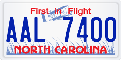 NC license plate AAL7400