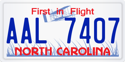 NC license plate AAL7407