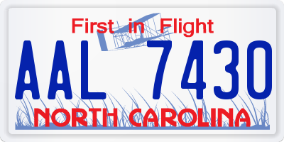 NC license plate AAL7430