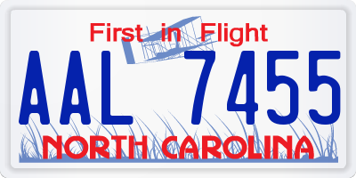 NC license plate AAL7455