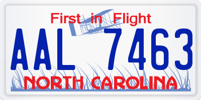 NC license plate AAL7463