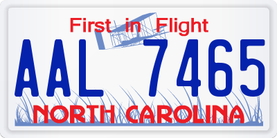 NC license plate AAL7465