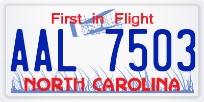 NC license plate AAL7503