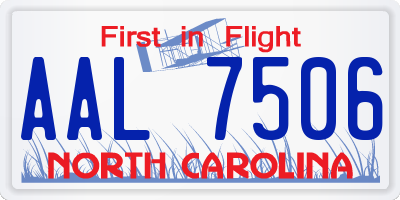 NC license plate AAL7506