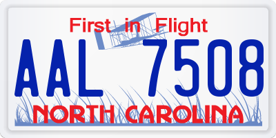 NC license plate AAL7508