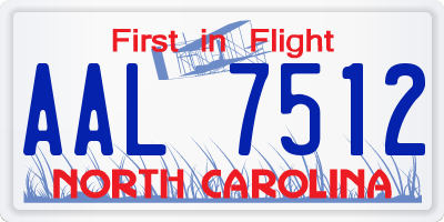 NC license plate AAL7512