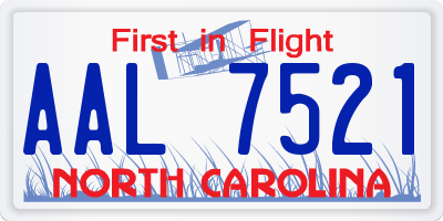 NC license plate AAL7521