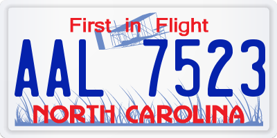 NC license plate AAL7523