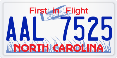 NC license plate AAL7525
