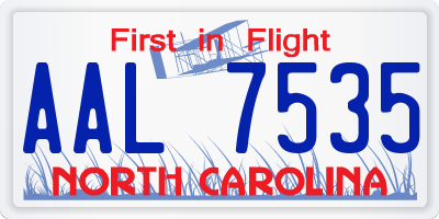 NC license plate AAL7535