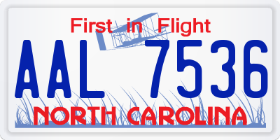 NC license plate AAL7536