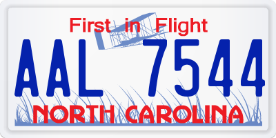 NC license plate AAL7544