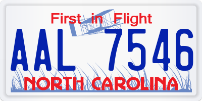 NC license plate AAL7546