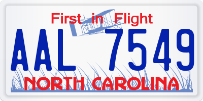 NC license plate AAL7549