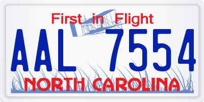 NC license plate AAL7554