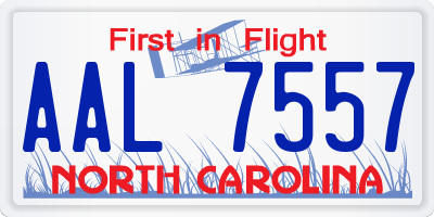 NC license plate AAL7557