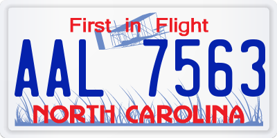 NC license plate AAL7563