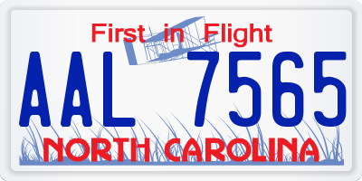 NC license plate AAL7565