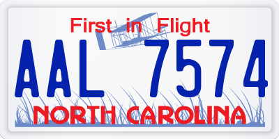 NC license plate AAL7574